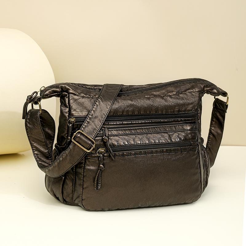 Borsa a tracolla da pendolare multi-tasche ad alta capacità in PU da donna, portatile