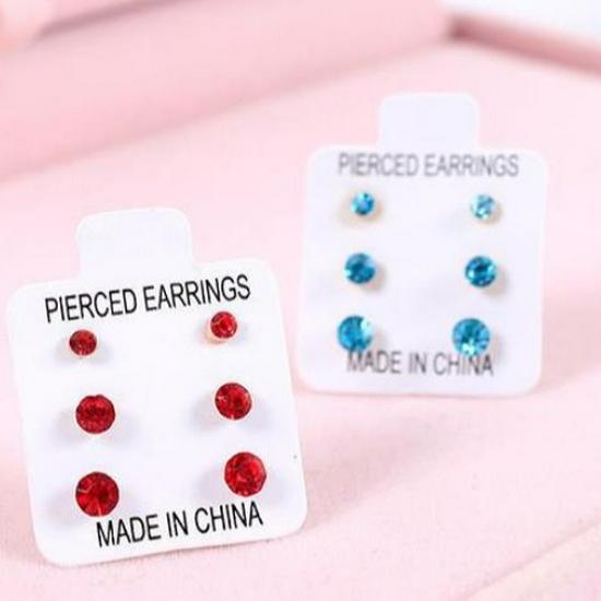Three-Pair Set of Hypoallergenic Stud Earrings In Multi-Color, Simple Japanese & Korean Style, Suitable for Students and Unisex Wear