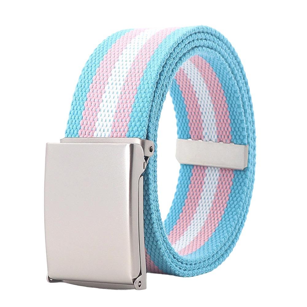 120cm Metel Buckle Belt Colorful Waistband Fashion Canvas Belt  Unisex