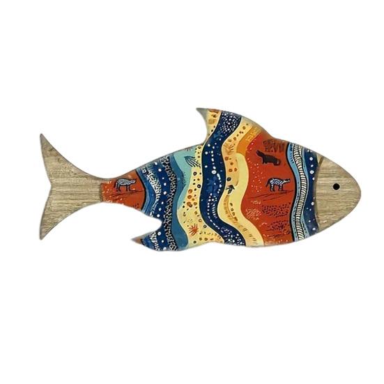 3Pcs/Set Nautical Wooden Fish Wall Decoration Farmhouse Rustic Colorful Fish Wall