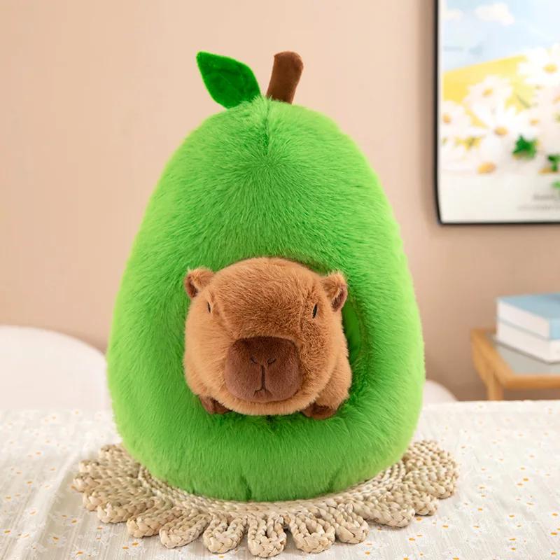 Cute Capybara Avocado Plush Toy Doll Capibala Sleeping Pillow Large Plushie Birthday Gift Kawaii Creative Fruit Rag Doll Cushion