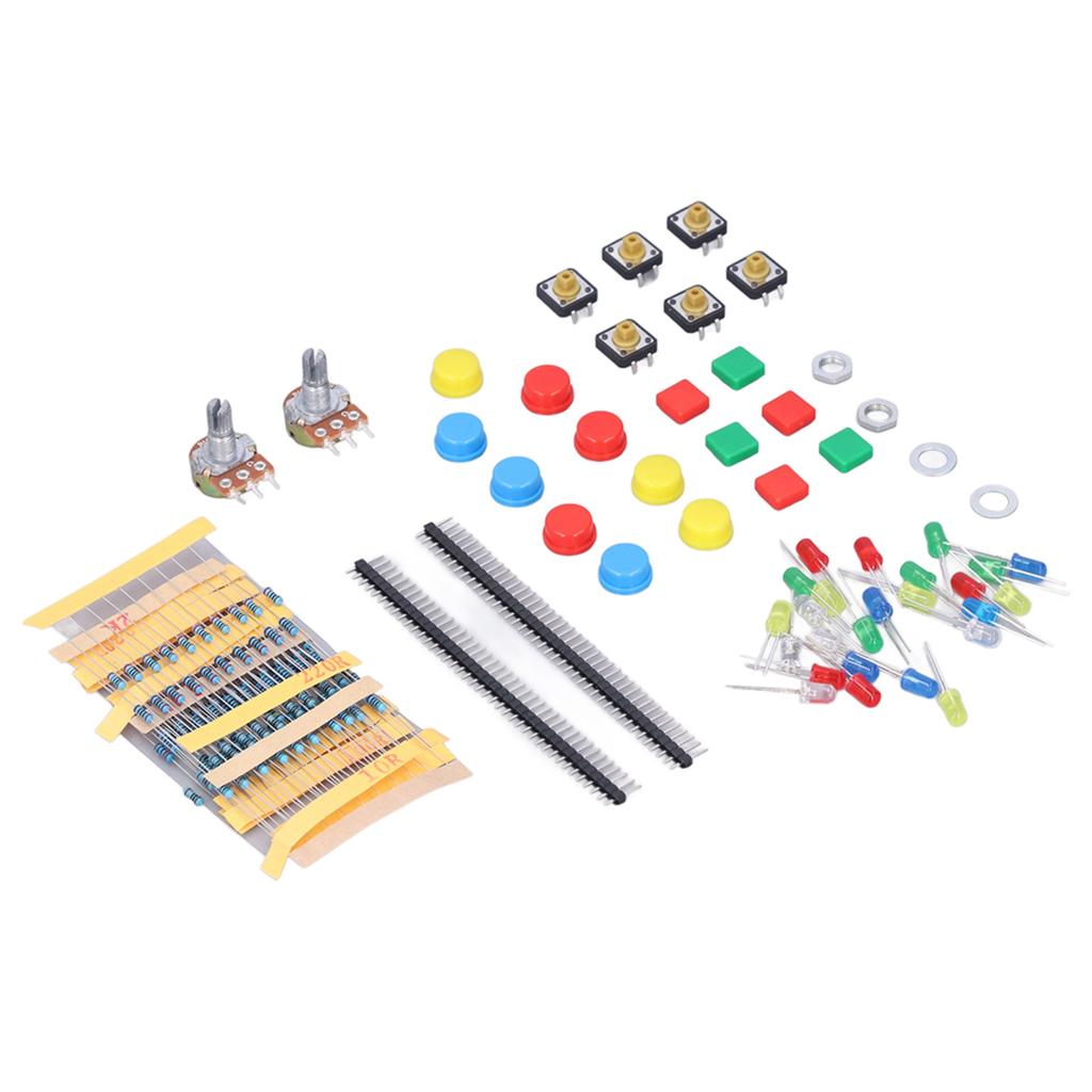 Electronics Components Kit Resistors LEDs Switch Potentiometer Compatible with for Raspberry Pi