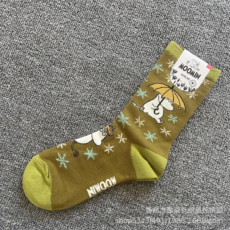 

Модні бавовняні шкарпетки до середини ікри з мультяшними Мумі-тролями - Стиль на чотири сезони One Size (36-40)