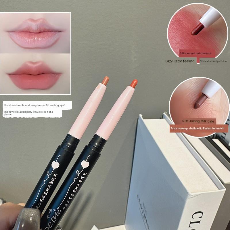 Double-Headed Lip Brush Lip Liner Lipstick Female Blooming Lips Toot Lip Brush Waterproof and Durable Lip Pencil Nature Outline Lip Shape