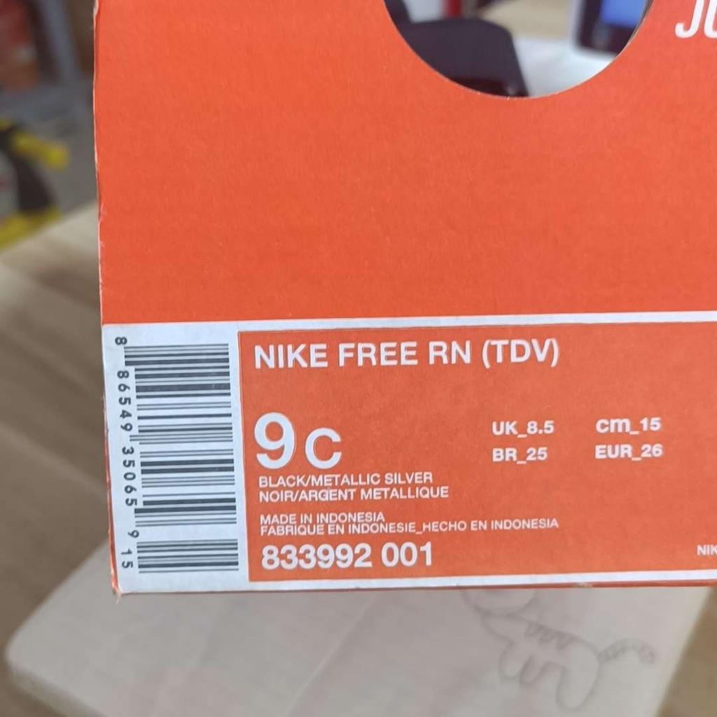 Nike Free RN TD Black Metallic Silver Baby Sneakers Anthracite 833992-001