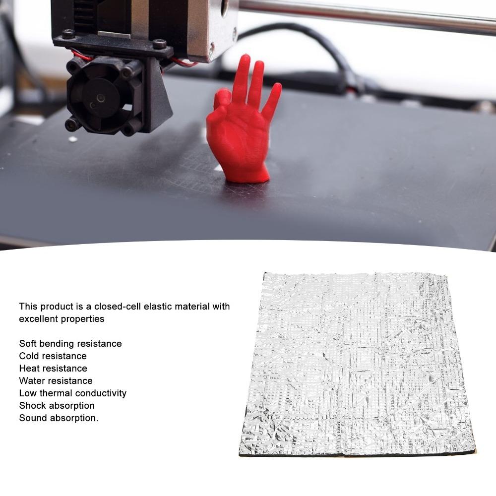 350x350mm/13.8 x 13.8in Heated Bed Insulation Mat Lightweight Foam Foil Self-Adhesive Cotton Pad Self-Adhesive Insulation Mat