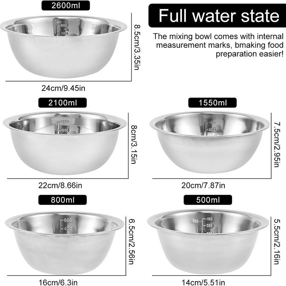 

Deepen and thicken stainless steel seasoning jar salad bowl with scale, can be selected with basin x5+kitchenware x18