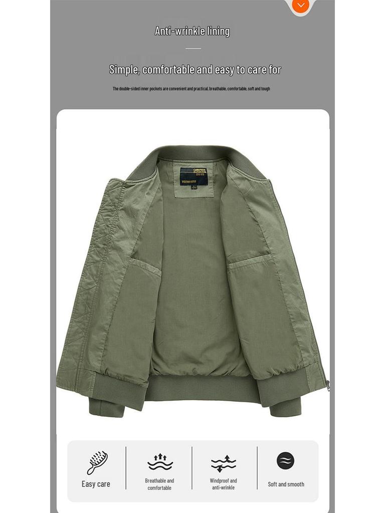 Men's Pure Cotton Loose Baseball Jacket - Outdoor Casual Spring/Autumn AmeKaji Style