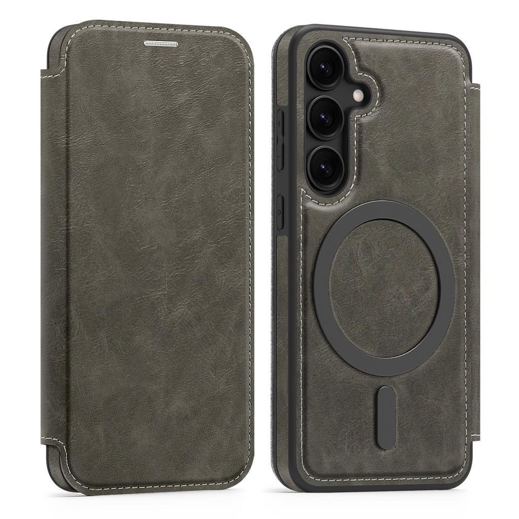 For Samsung Galaxy S24 Magnetic Case RFID Blocking Card Holder Leather Phone Cover