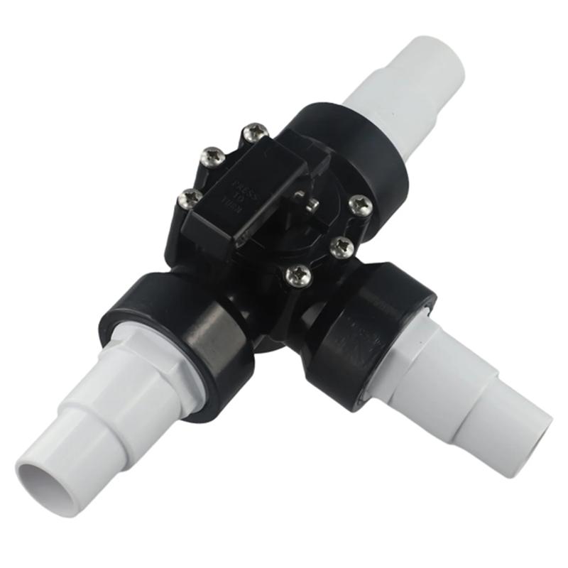 A27F-Replacement Swimming Pool Valve 1.5 Inch 3 Way Hose Diverter PVC+ Metal Pipe Connection Clean Connectors Control