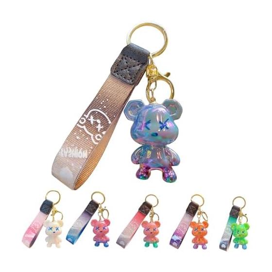 [Moerstar] Cute Keychain for Girls and Boys Keychain Stylish Gradient Resin Keychain Popular Bag Charm Car Accessories Keychain Easy to Carry
