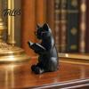 Décoration Chat de Bureau Figurine de Lecture Imprimée en 3D, Ornement Décoratif avec Base Lestée Antidérapante, Pièce d'Art Paresseuse Statue Intellectuelle Œil