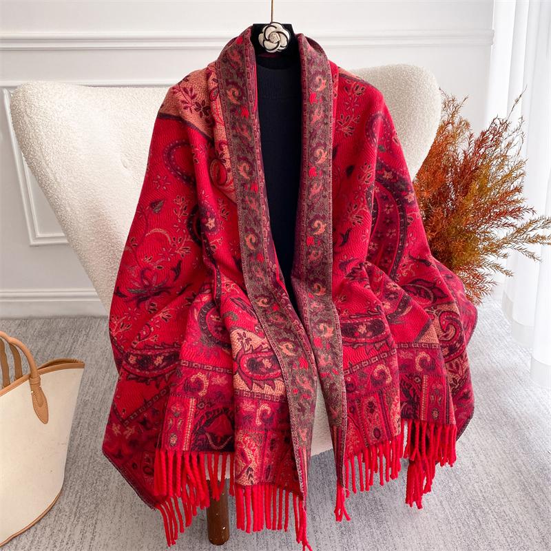 Luxury Thick Cashmere Scarf Women Print  Wraps Pashmina Travel Poncho Warm Blanket Winter Bufanda Shawl Female Stoles