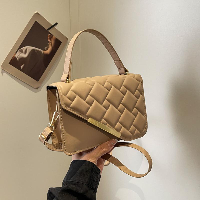 Fashion Handbag Solid Color Shoulder Bag Niche High Sense Hardware Small Square Bag Versatile Messenger Bag Tide