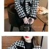 Women's French Chic Houndstooth Chunky Knit Coat - Warm, High-End Autumn/Winter Top with Raw Edges