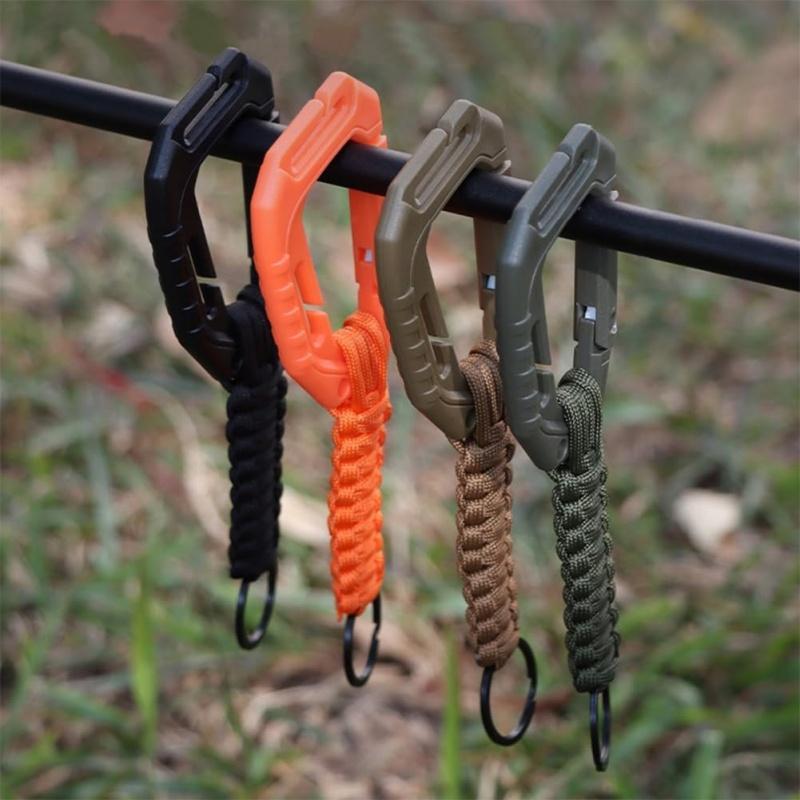 Water Bottle Hanging Buckle Backpack Carabiner Hiking Gadgets  Outdoor Parachute Rope Carabiner Hook Anti-lost Key Chain