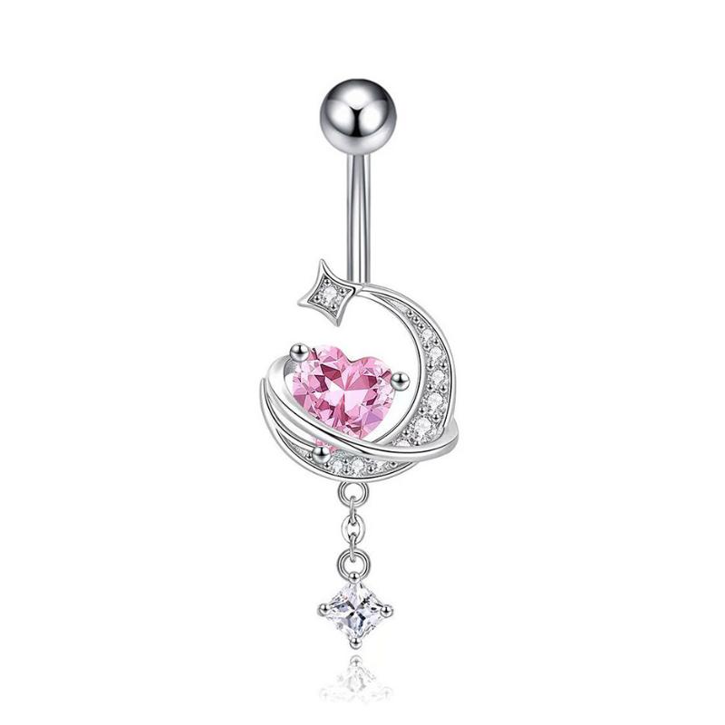 Premium Stainless Steel Navel Ring Hypoallergenic Sparkling Zircon Belly Button Piercing for Party