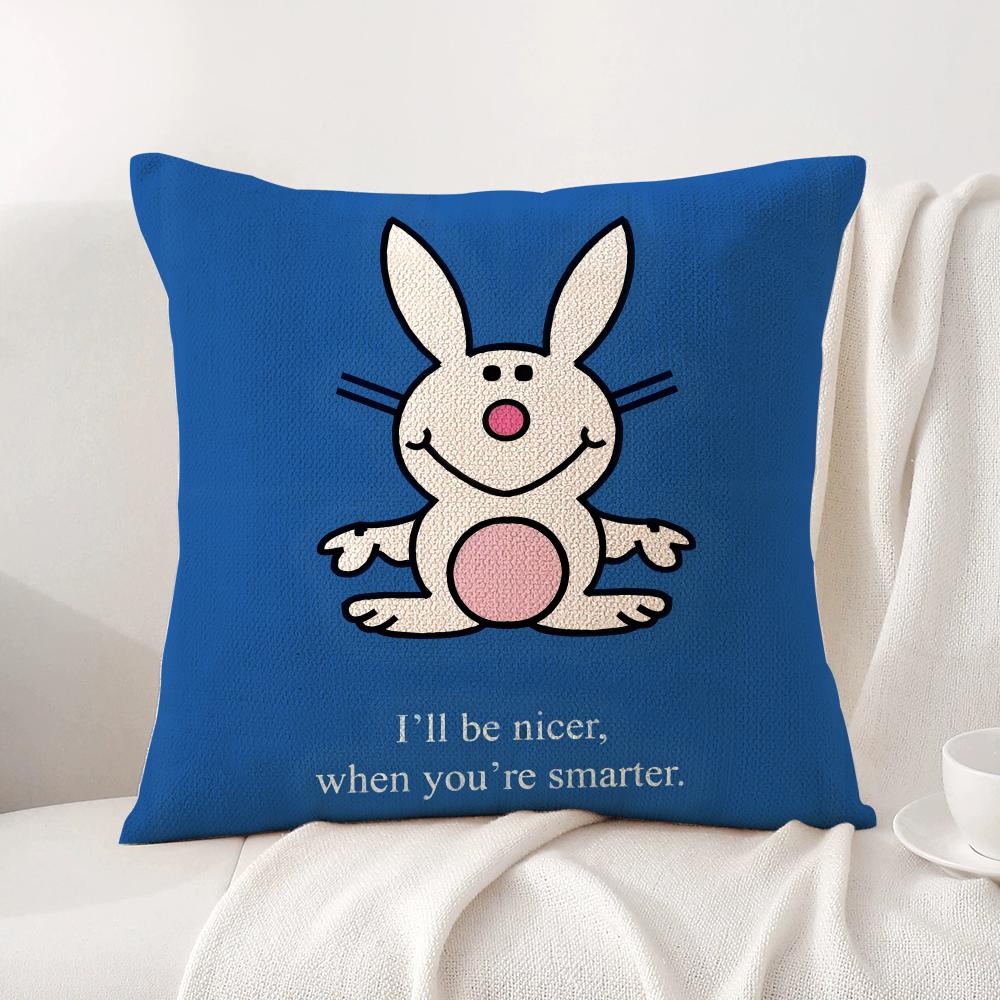 

Cute rabbit Cushion Cover Natural Linen Organic Fabric DoubleSided Printing Sofa Home Decor Breathable Bed Pillow 30x30cm