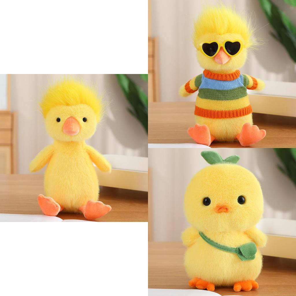 Fluffy Duck Plush Toy With Pp Cotton Filling For Kids And Office Desk Decor