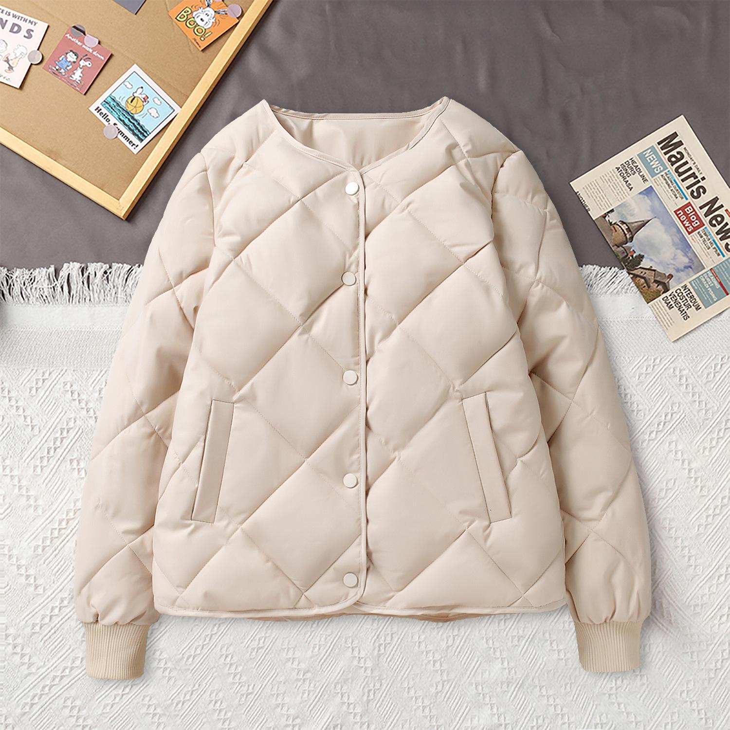 

Легкая пуховая хлопковая куртка Женская Легкая Короткая Свободная Корейская Версия Дикой Маленькой Куртки-Бейсболки Женская XS бежевый