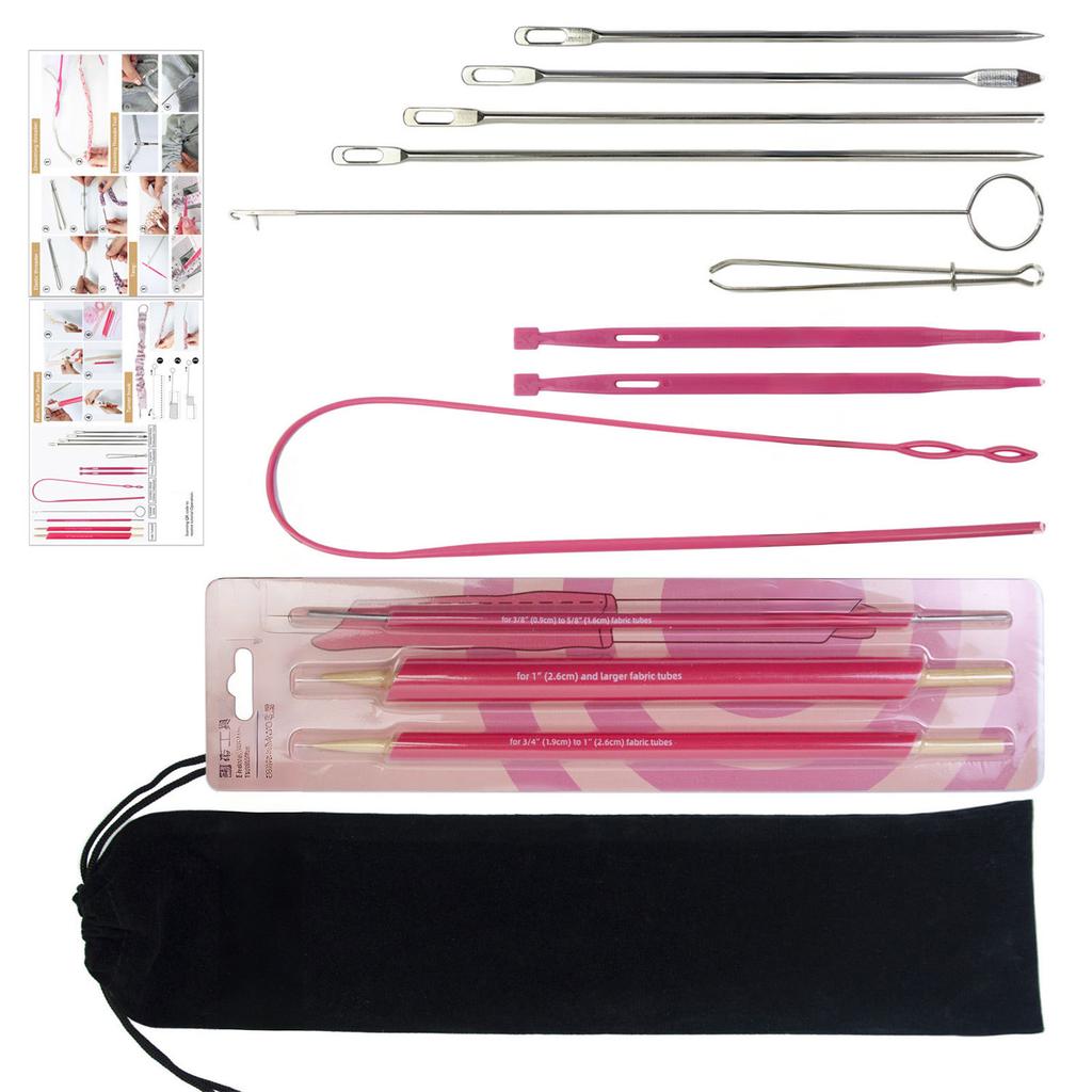 Multifunction Drawstring Threader and Fabric Turner Set Elastic Band Threading Tool for Garment Repair Tailoring Sewing