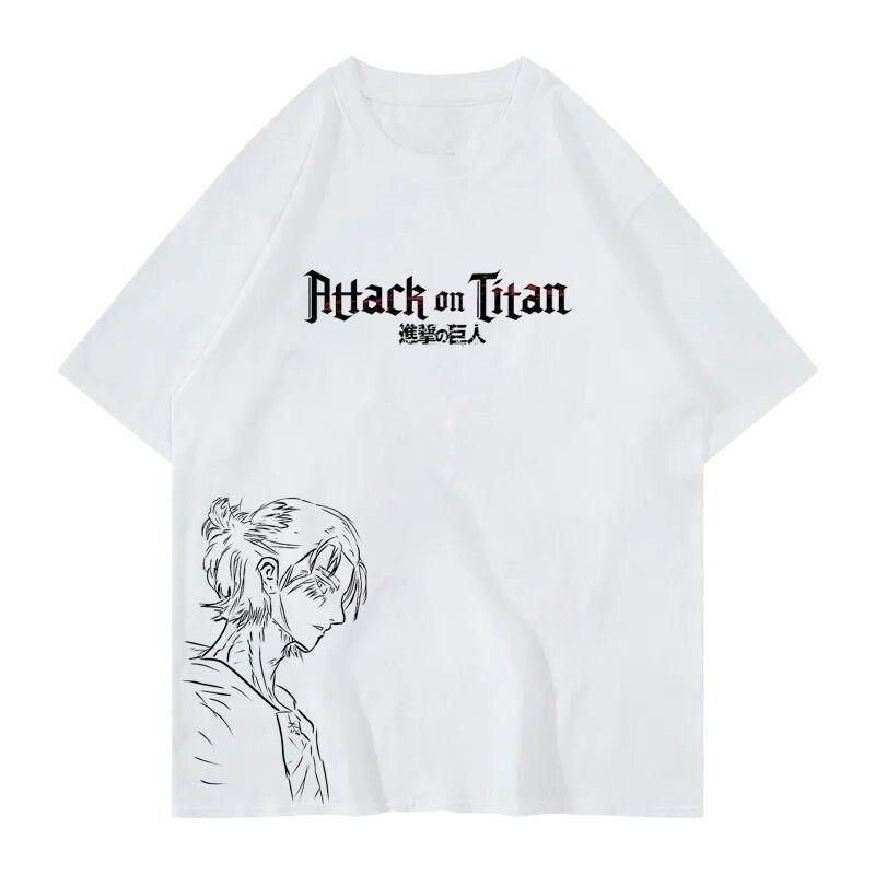 Attack on Titan Anime Levi Allen Retro Nadruk Koszulka Krótki rękaw Męska i Damska Letnia Czysta Bawełna Luźna Koszulka Cosplay