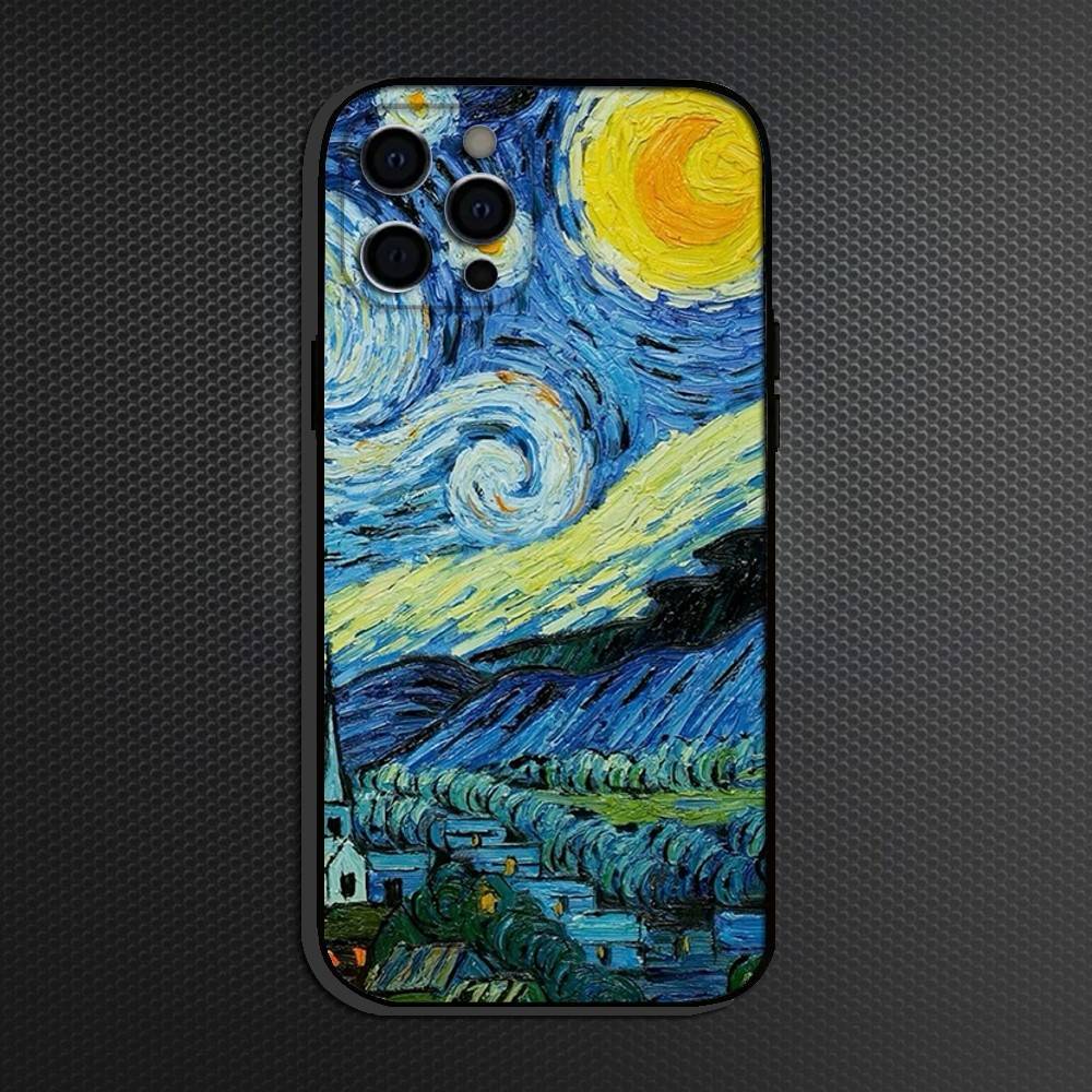 Oil Painting in the style of Van Gogh Phone Case For iPhone 16,15,14,13,12,11 Plus,Pro Max, Others Soft Black Cover