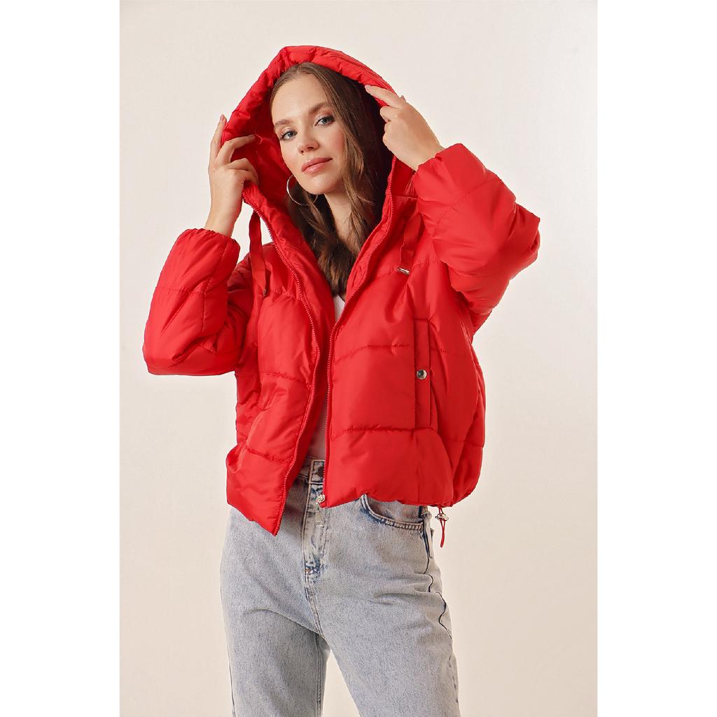 Damen-Daunenjacke mit Kapuze und Reißverschluss Y20w110-7115