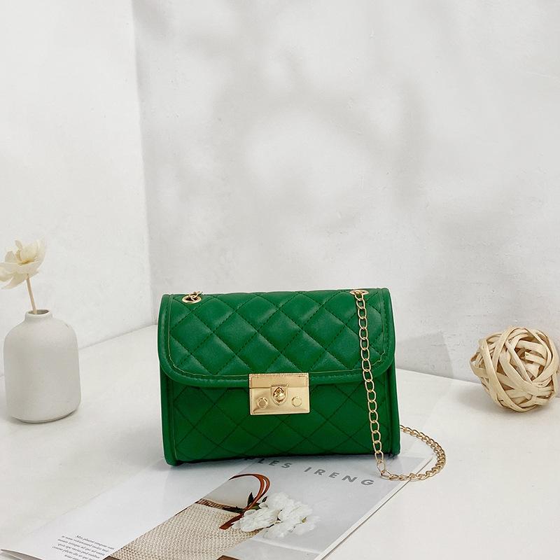 Fashion Rhombus Women's Bag Trend Small Square Bag One Shoulder Crossbody Bag Simple Mobile Phone Bag Chain Lock Small Bag