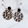 Fashion Leopard Print Stud Earrings, Personalized Geometric Round Acrylic Leopard Print Earrings