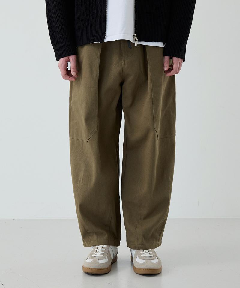 NODU Balloon Strap Cotton Pants [Khaki]
