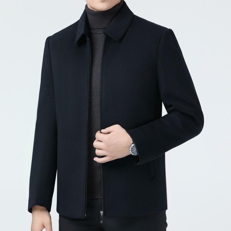 

Мужское кашемировое пальто с лацканами, повседневная одежда для руководящих работников среднего возраста, зимнее утолщенное шерстяное пальто на подкладке из утиного пуха 195