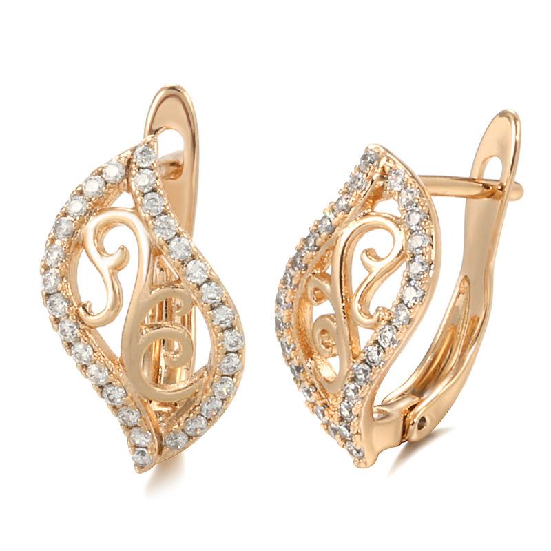 

Fashion zircon earrings female creative popular rose gold hollow engraved crystal earrings earrings