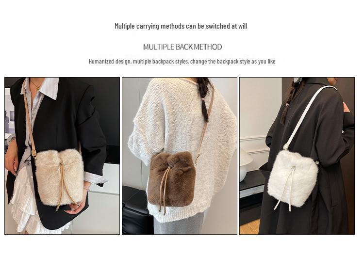 Damen 2025 Flauschige Fell Bucket Bag – Herbst/Winter Schulter Crossbody