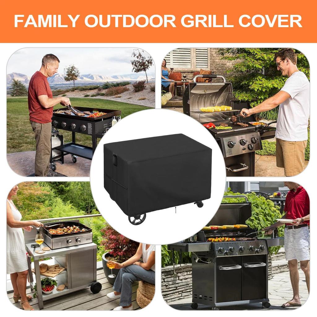 Outdoor Grill Cart Cover Grill Cart Dust Cover For BBQ Oxford Fabric Cloth Waterproof Protector With Handles For Lawn Barbecue
