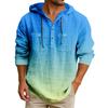 Men's Hooded T-shirt Gradient Color Cotton And Linen Men's Casual Long-sleeved Top