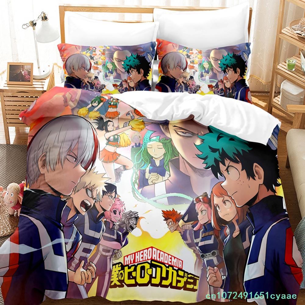 2014 My Hero Academia Bedding Set Single Twin Full Queen King Size Kawaii Bed Set Teenagers Bedroom Duvetcover Sets 3D Print 034