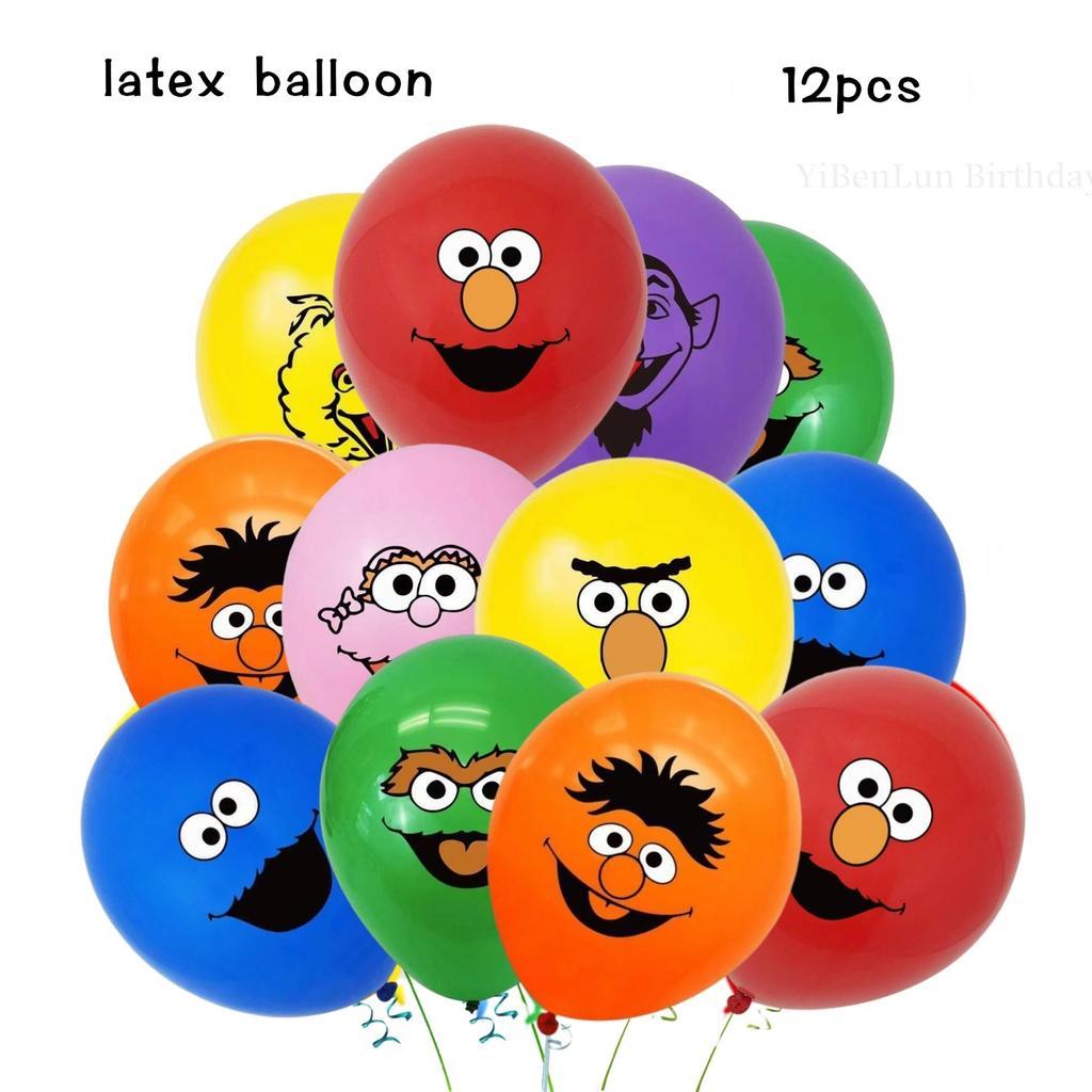 Sesame Cartoon Street Birthday Party Decoration Elmo Birthday Balloon Tablecloth Cup Plate Gift Bag Baby Shower Kid Party Favors