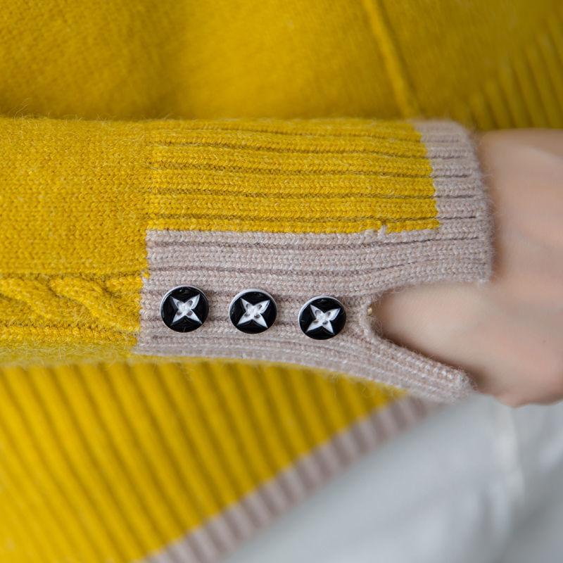 Autumn and Winter Women's Sweater Mid Neck Women's Cinched Waist Knitted Sweater