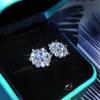 Simple And Fresh Style White Zircon Earring  Sterling Silver Six-Claw Star Shape Earring Party Engagement Birthday Jewelry