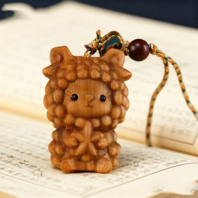 Cliff Cypress Zodiac Wood Carving Pendant Keychain