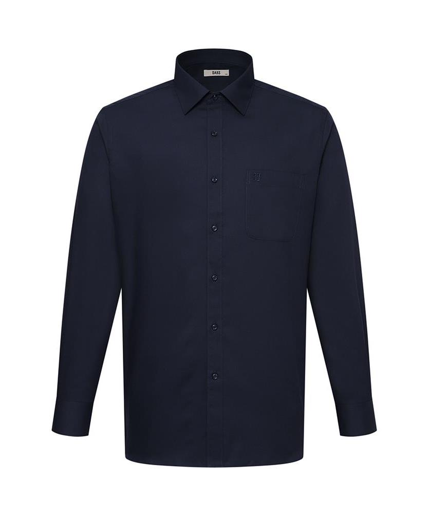 DAKS SHIRTS Polyester Blend Solid Shirt Regular Fit Navy_Dla2Shdl401N1