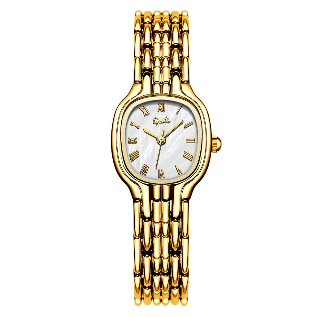Vintage Red Oval Womens Watch With Quartz Movement For Daily Wear