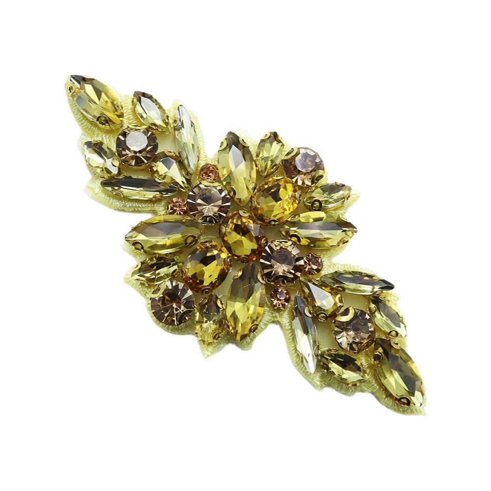 Sequined Rhinestone Applique Flatback Iron On Applique Creative Flower Patch Wedding Dress жёлтый