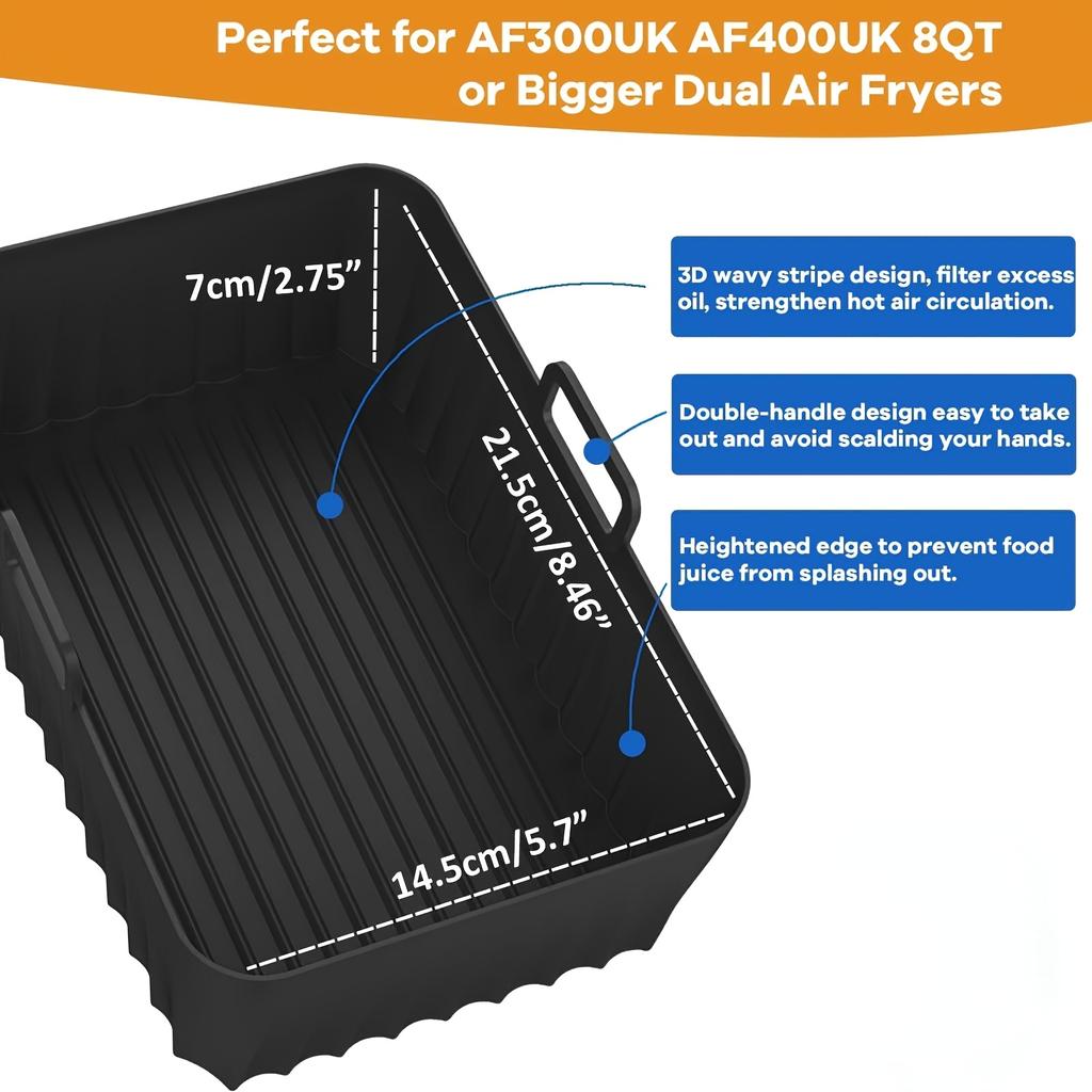 2pcs Silicone Air Fryer Liner Double Reusable Air Fryer Silicone Baking Pan Special Air Fryer Silicone Mat Air Fryer Accessories