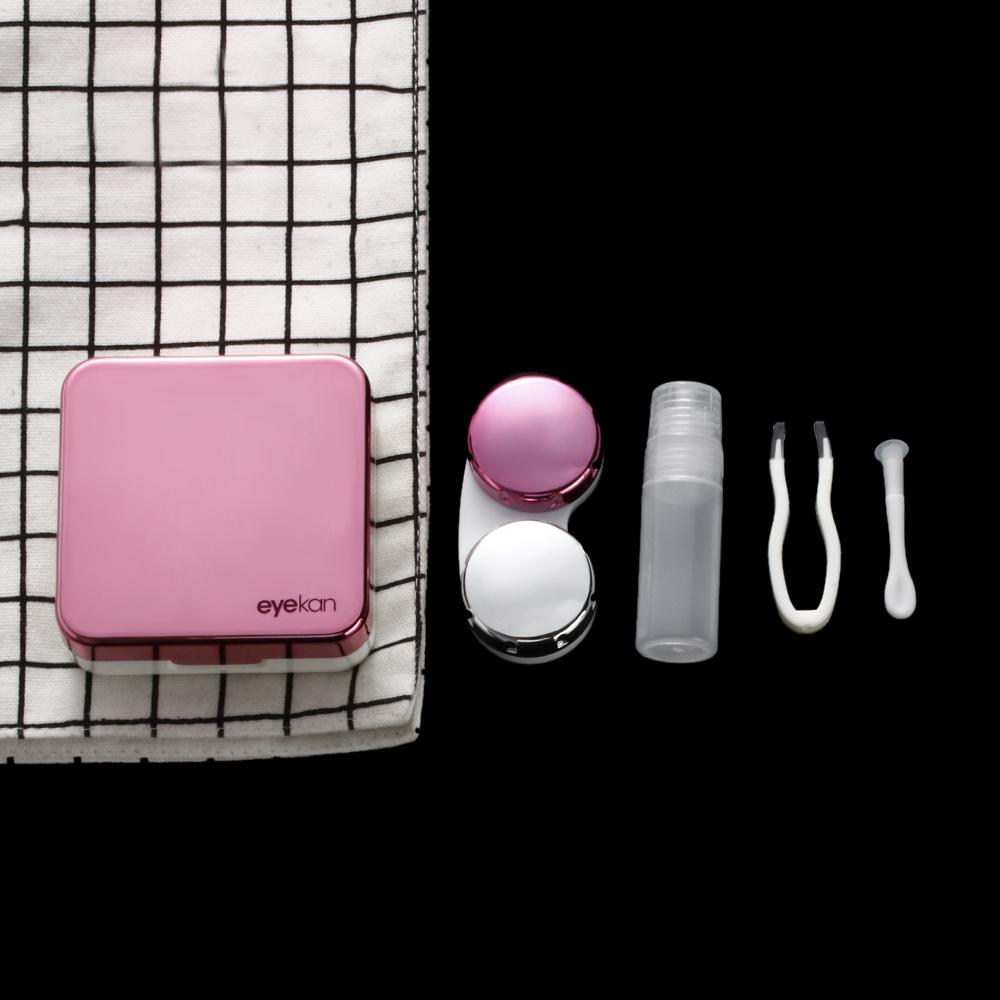 Cutie pentru lentile de contact la modă nouă, din plastic ABS, cu oglindă pătrată pentru lentile, Suport pentru container de călătorie, Cutie de înmuiere