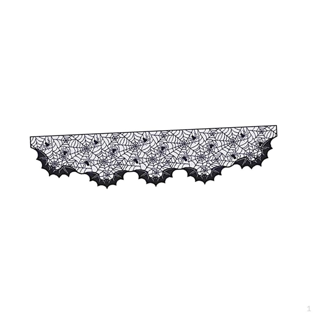 Creepy Halloween Mantel Scarf with Intricate Web Design