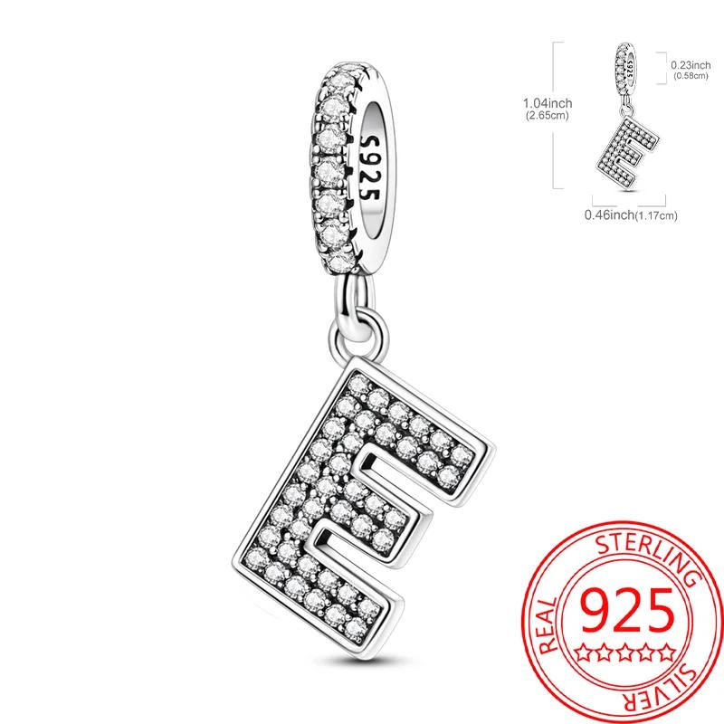 Copper 26 Letters Alphabet Charms Bead Inlaid Shiny Zircon Diy Love Letters Jewelry Gift Fit Original Bracelet For Women