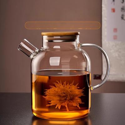 Transparent Glass Teapot Home And Kitchen Puer Tea Pot With Wooden Lid Kettle Tea Set Coffee And Tea Tableware