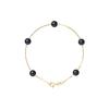 Bracelet - Pearls & Colors - 5 Freshwater Cultured Pearls 6-7 Mm - Yellow Gold 375/1000 - Black - Woman